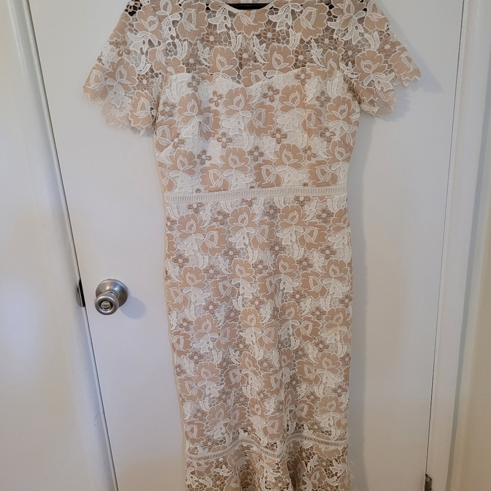 Anthropologie Shoshanna Cream Lace Midi Dress